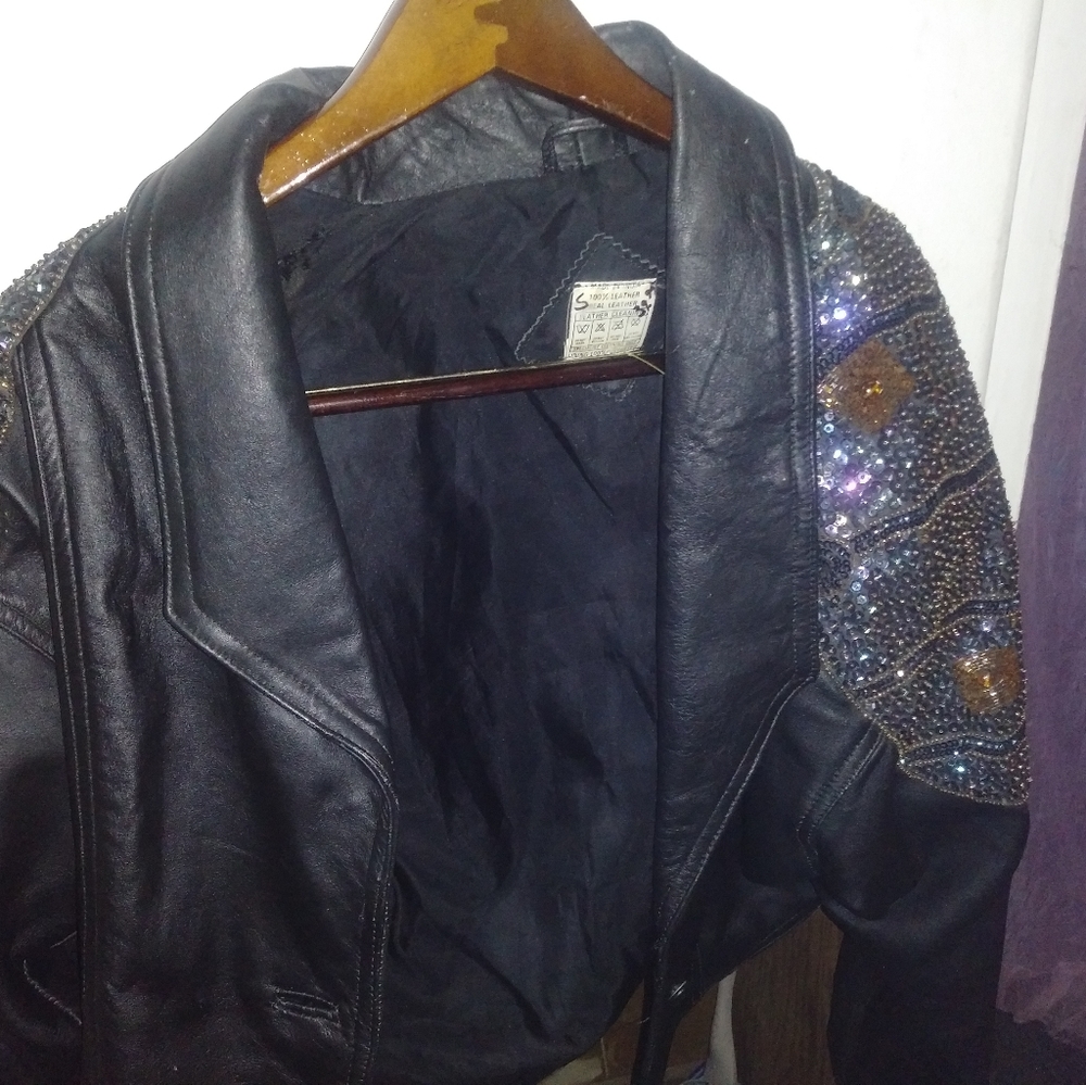 Ladies black leather